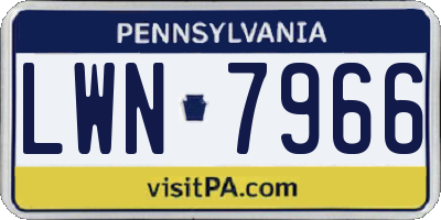 PA license plate LWN7966