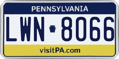 PA license plate LWN8066