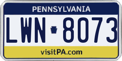 PA license plate LWN8073