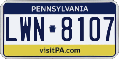 PA license plate LWN8107