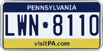 PA license plate LWN8110