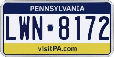 PA license plate LWN8172
