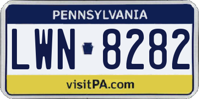 PA license plate LWN8282