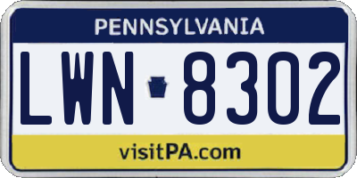 PA license plate LWN8302