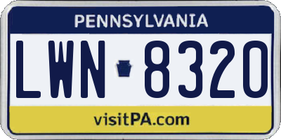 PA license plate LWN8320