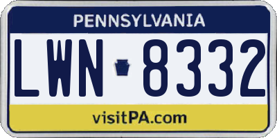 PA license plate LWN8332