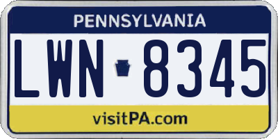 PA license plate LWN8345