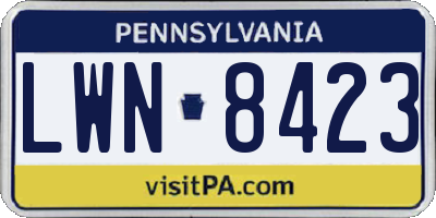 PA license plate LWN8423