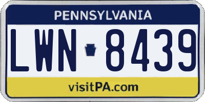 PA license plate LWN8439