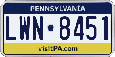 PA license plate LWN8451