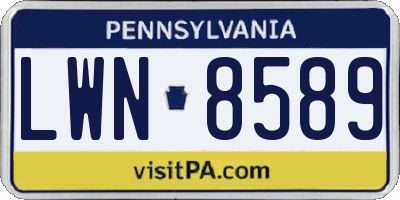 PA license plate LWN8589