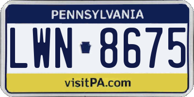 PA license plate LWN8675