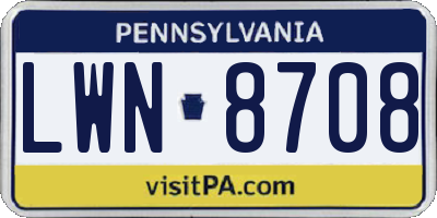 PA license plate LWN8708