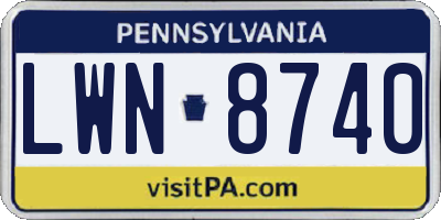 PA license plate LWN8740