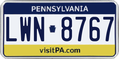 PA license plate LWN8767