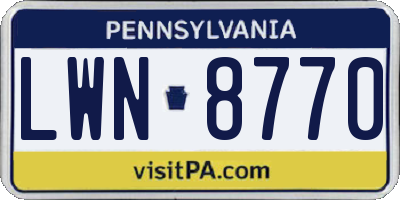PA license plate LWN8770