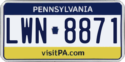 PA license plate LWN8871