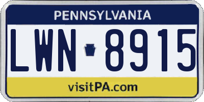 PA license plate LWN8915