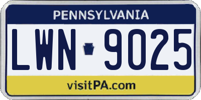 PA license plate LWN9025