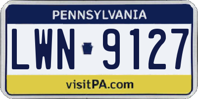 PA license plate LWN9127