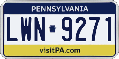 PA license plate LWN9271