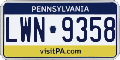 PA license plate LWN9358