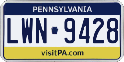 PA license plate LWN9428