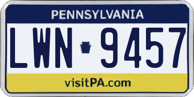 PA license plate LWN9457