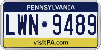 PA license plate LWN9489