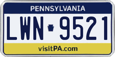 PA license plate LWN9521