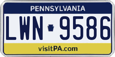 PA license plate LWN9586