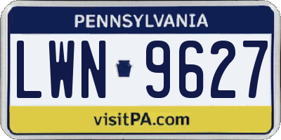 PA license plate LWN9627