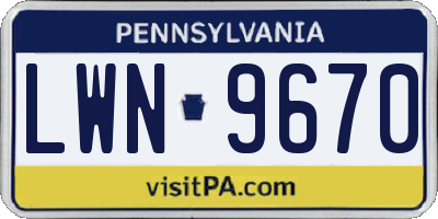 PA license plate LWN9670