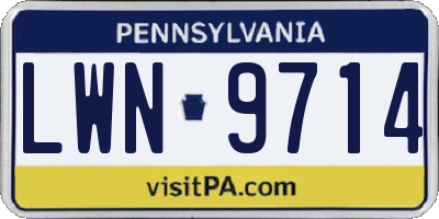 PA license plate LWN9714