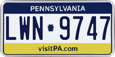 PA license plate LWN9747