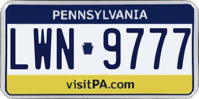 PA license plate LWN9777
