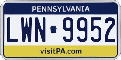 PA license plate LWN9952