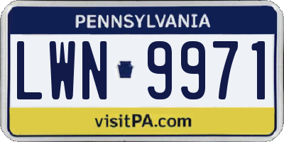 PA license plate LWN9971