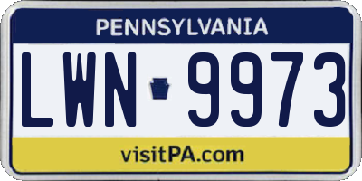 PA license plate LWN9973