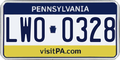 PA license plate LWO0328