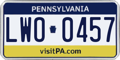 PA license plate LWO0457