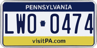 PA license plate LWO0474