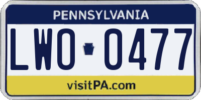 PA license plate LWO0477