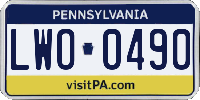 PA license plate LWO0490