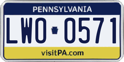 PA license plate LWO0571