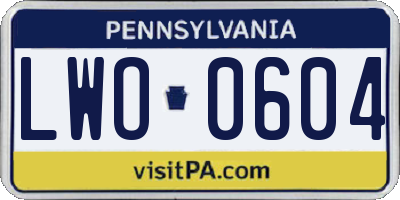 PA license plate LWO0604
