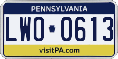 PA license plate LWO0613
