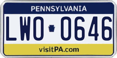 PA license plate LWO0646