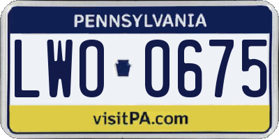 PA license plate LWO0675