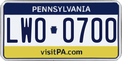 PA license plate LWO0700